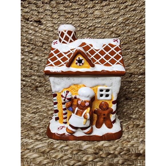 Christmas Gingerbread Tea Light Candle Wax Melt House Lori Grenier Ceramic - Picture 1 of 10